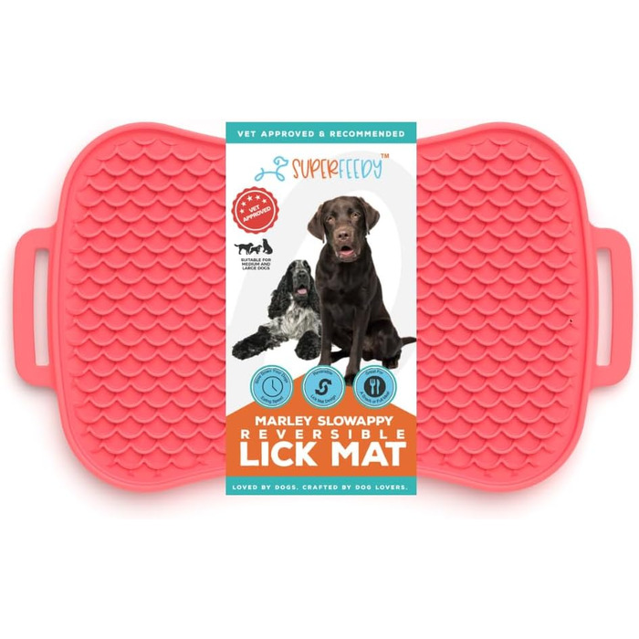 Килимок для собак Marley Reversible Lick Mat - повільний догодувальник, силікон, антиковзаюча поверхня, червоний