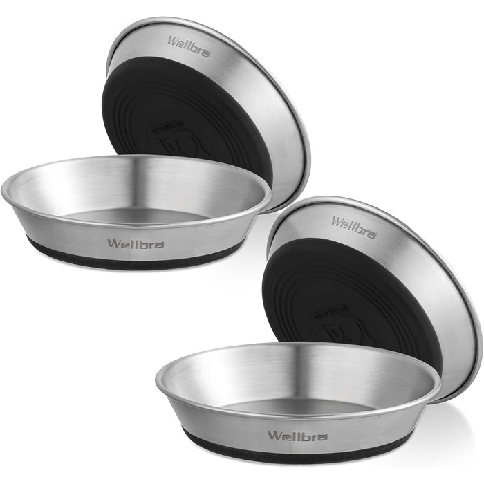 Набори мисок для котів та собак, 4 шт. з нержавіючої сталі, антислизькі, для корму та води