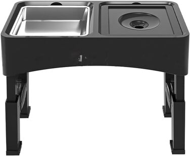 Підвищена годівниця для собак WS - 2-в-1 з регульованою висотою, анти-розливання, миска для корму та води без облизування (чорна)