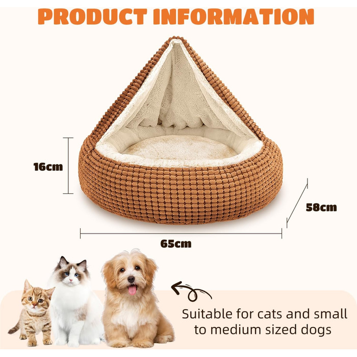 Квіткове ліжко для котів та маленьких собак Nobleza, кругле, миється, 65x58x16 см, коричневе