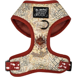 Регульована шлейка для собак Sassy Woof Harry Potter™ Marauder’s Map XL, дихаюча сітка, подвійний D-кільця, не тягне, для великих собак, офіційна