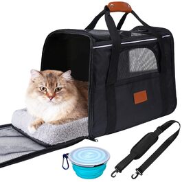 Транспортна переноска для котів, переноска для котів з безпечними блискавками, миска, змінне подушечка, переноски для котів та цуценят вагою до 7 кг