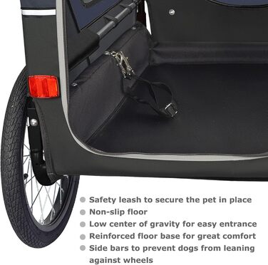 Doggyhut S-Line XL: велосипедно-колясочний візок для собак, 2 в 1, до 45 кг, блакитно-чорний