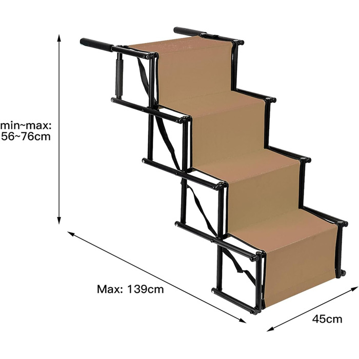 Рампа для собак Homewell - розкладна, до 70 кг, регульована, для маленьких, середніх та великих собак, легка у зберіганні (колір: коричневий)