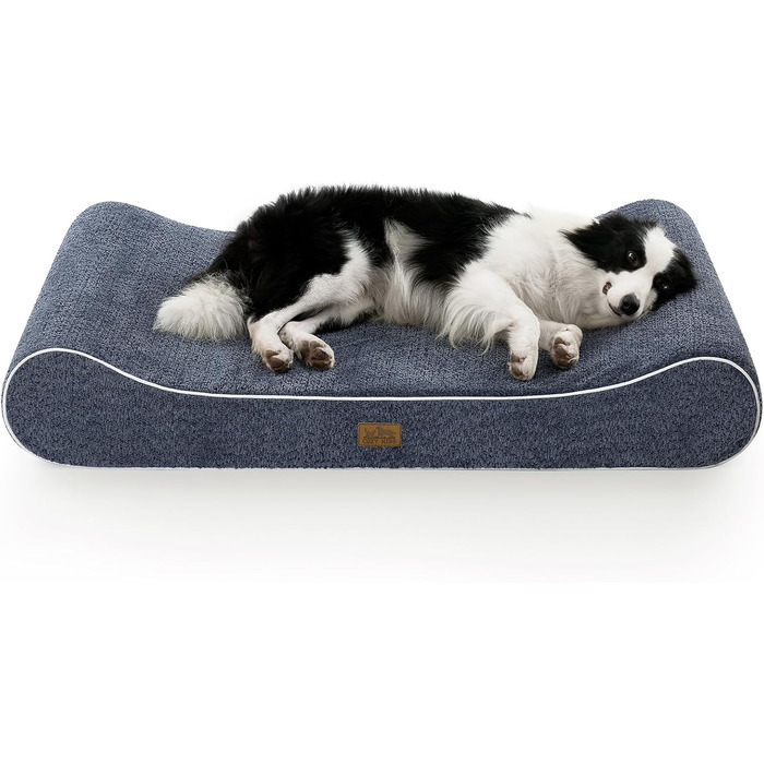 Лежанка для собак, 76x50x12 см, з високим бортиком - ортопедичний матрац для собак з ковдрового матеріалу, водовідштовхувальне та антиковзаюче покриття, у формі човна, підходить для собак до 16 кг (Блакитний, XL (129x91x20 см))