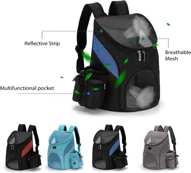 Рюкзак для кота та собаки IFIKK: зручний, дихаючий, з безпечним ремінцем. Чорний, червоний