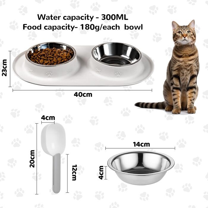 Набір мисок для кота та собаки LAOPET: миска для води та корму, нержавіюча сталь, силіконова підставка, ложка
