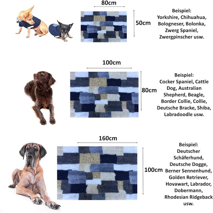 Килимок для собак Elropet: преміум vetbed 30 мм, для маленьких та великих собак, розмір M (100x80 см), Diamond Blue