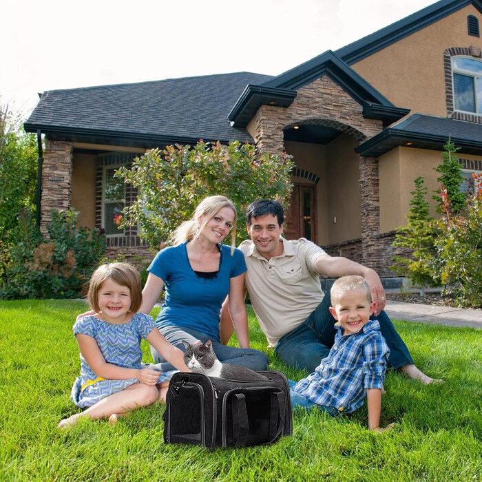 Складана переноска для собак та котів - чорна, для подорожей та кемпінгу