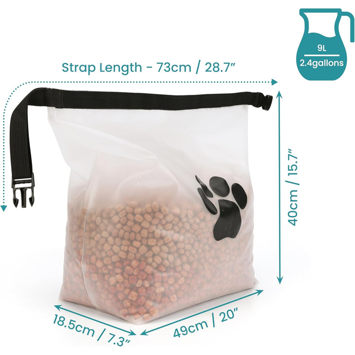 Сумка для зберігання корму для собак BELLE VOUS - 9 л, для подорожей, зручна та практична