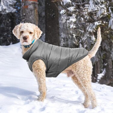 Зимовий одяг для собак Meioro: тепла куртка, жилет з флісу, зручний пуловер для маленьких та середніх собак (Сірий, S)