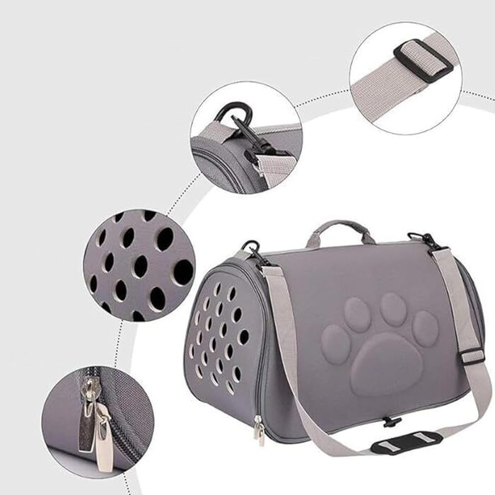 Сумка для тварин Katzen Reisetasche: переноска для собак та котів на плечі, сіра, L