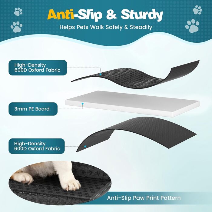 Східці для собак Auto, розкладні, до 80 кг, для великих та маленьких собак, водонепроникний PVC, 4 сходинки