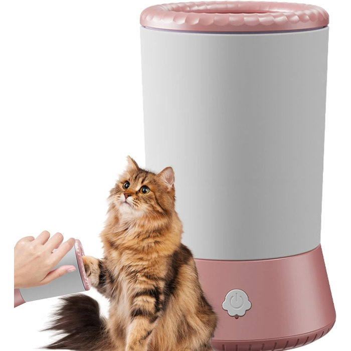 Автоматичний очисник лап для собак – USB, середній та великий розмір, білий рожевий, м'який силікон