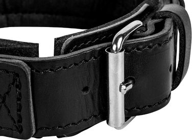 Шкіряний нашийник для собак Dingo Gear Drago, з ручкою, амортизований, чорний, ручна робота, 48-56 см