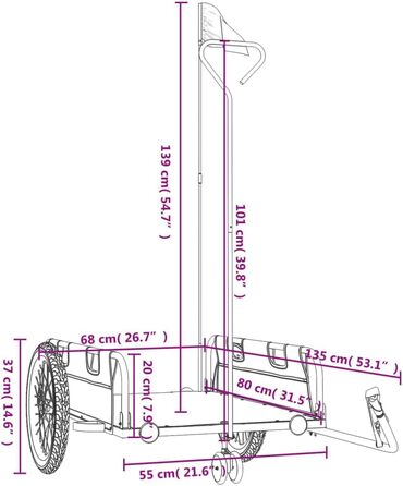 Причіп для велосипеда VidaXL, вантажний, жовтий, 135 x 68 x 37 см