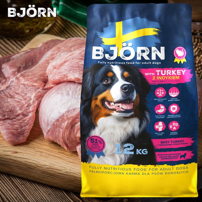 Корм для собак Björn з індиком, 24 кг, з високим вмістом білка