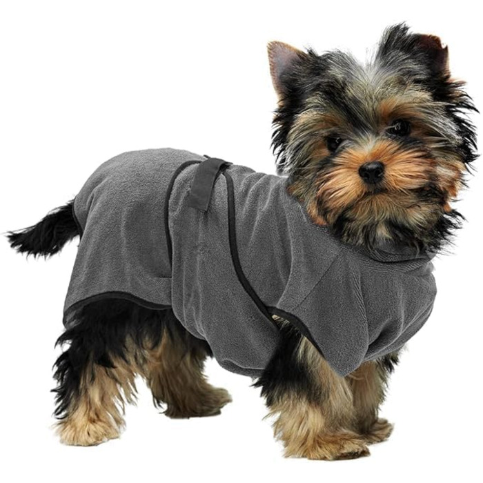 Рушник для собак Роя Dry Hundebademante – для собак середнього розміру, 60-68 см, мікрофібра, сірий (XS)