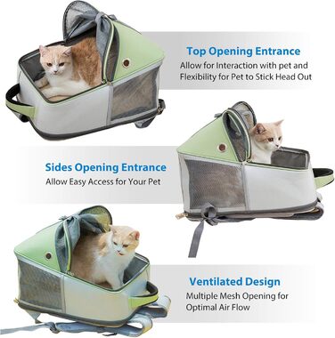 Рюкзак для собак та котів PETCUTE - дихаючий, складний, для маленьких тварин, рожевий