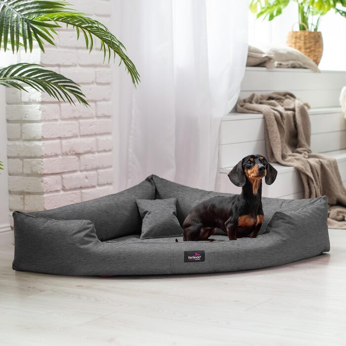 Ортопедичне ліжко для собак Tierlando® Trivia, 80x80 см, з віскоеластичною матрацом, поліестер, темно-сірий меланж