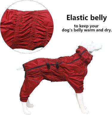 Водонепроникний дощовик для собак на 4 лапи з отвором для шлейки, червоний, XXXL