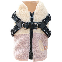 Зимовий теплий одяг для собак: тепла куртка з отвором для повідка, для маленьких та середніх собак, рожевий/білий колір