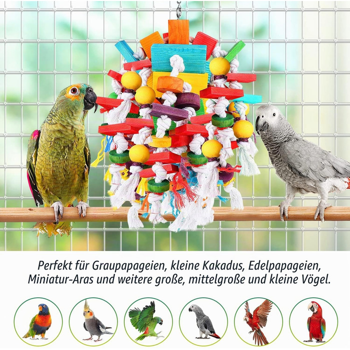 Іграшка для папуг Vogel Papagei - дерев'яні блоки для гри, підходить для сірих африканських, ара, какаду та амазонських папуг, багатокольорова