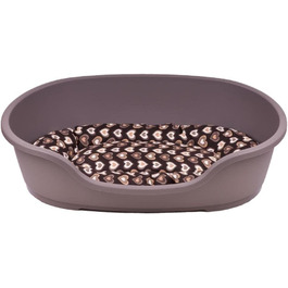 Корзина для собак Adena, 81 x 54 см, бежева + подушка з сердечками, коричнева (L 110 x B 74 x H 30 см)