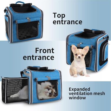 Корзина для собак на велосипеді, передня сумка-переноска, регульована, з вентиляцією для транспортування, прогулянок, походів, кемпінгу, велопоїздок та трекінгу