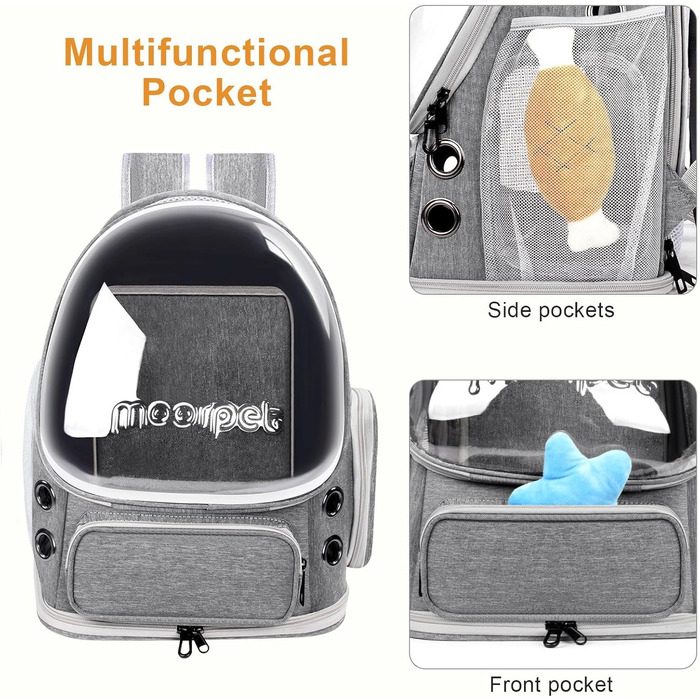 Рюкзак для кота та маленької собаки, дихаючий, великий, прозорий, складаний, для подорожей (до 9 кг)