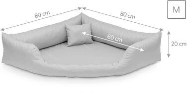 Килимок для собак Juelle з штучної шкіри, кутовий, для середніх та великих собак, м'який, софа Gabi, чорний (80x80x20 см)