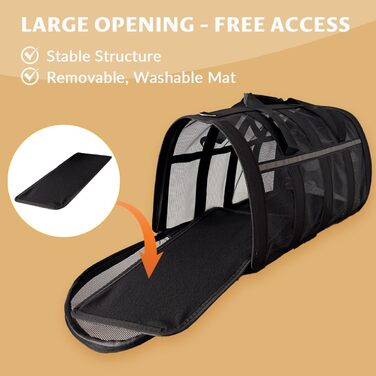 Переносна переносна сумка-переноска для кота, чорна (33x25x22 см), з сіткою, складана, для кота та собаки