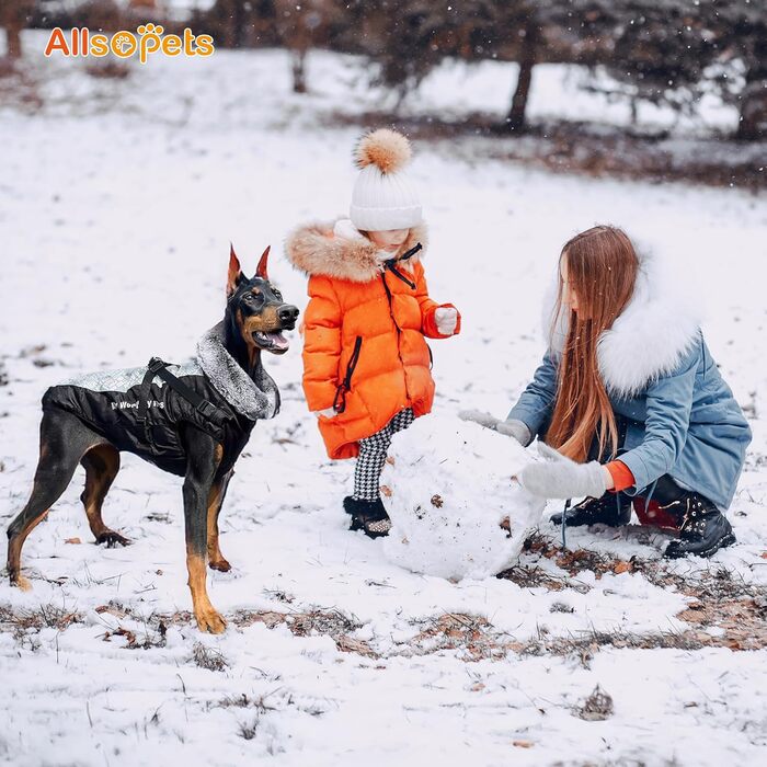 Водонепроникний теплий зимовий одяг для собак ALLSOPETS: куртка з відбиваючими смугами, тепла жилетка для холодної погоди (білий, 5XL)