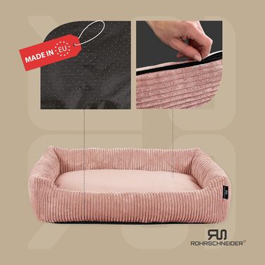 Крісло-лежанка для собак породистых собак, малого та середнього розміру, з подушкою Cord, 70x50 см, з пакетиками для прогулянок (Пудрово-рожевий, широка тканина Cord)