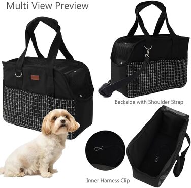 Сумка-переноска для собак та котів, велика, L 41x18x30 см, бежево-чорна