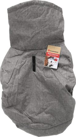 Зимовий одяг для собак Flamingo Iglu Grey – 50 см – теплий, модний, водовідштовхуючий, з ізотермічною підкладкою, з відбиваючими елементами, захист грудей та живота, отвір для повідка, сірий, L