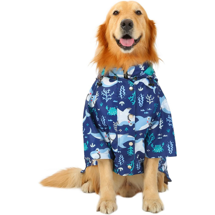 Дощовик для собак HDE, двошаровий, на блискавці, з капюшоном, розмір 3XL (XXX-Large, Хай)