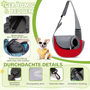 Сумка-переноска для собак і котів ALLOPET, червона, розмір L, для прогулянок та кемпінгу