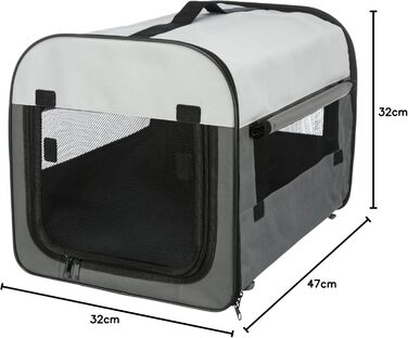 Тріксі переносна переносна клітка для собак Basic, XS, 32x32x47 см, з сіткою, флісовою підкладкою, 3 кишенями, кріпленнями та сумкою