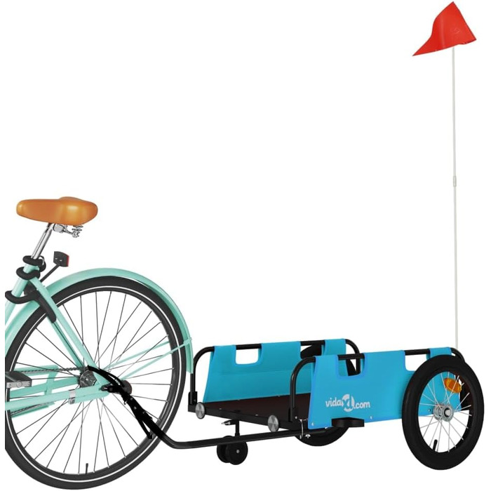 Причеп для собак, причеп-перевозник для тварин, блакитний, з оксфордської тканини та металу. Підходить для покупок, відпочинку, велопрогулянок. Легко встановлюється.