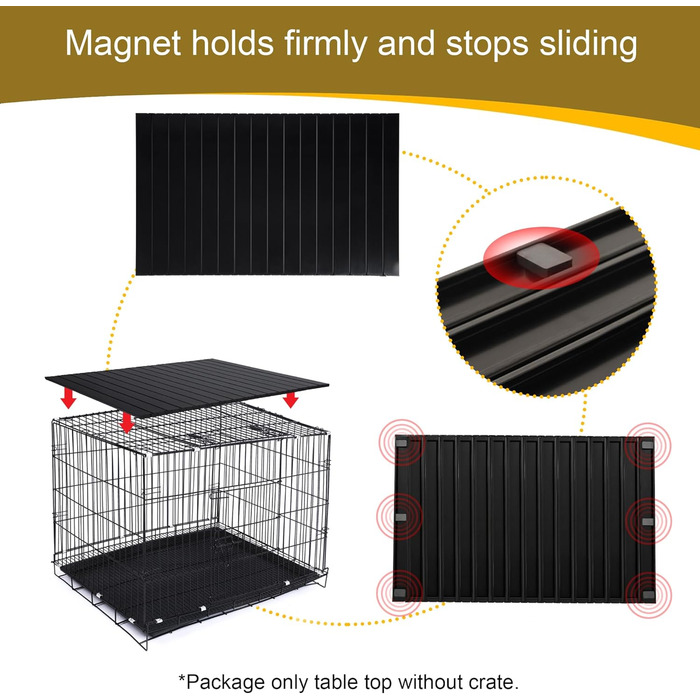 Алюмінієвий накладний лежак для собаки на переноску 91.4 см, складний, декоративний, для лежака/переноски для собак, чорний