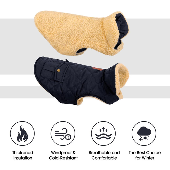 Зимовий теплий одяг для собак: куртка з флісу, тепла піджак для собак, куртка для чихуахуа, такса, блакитний колір, розмір S, S темно-синій