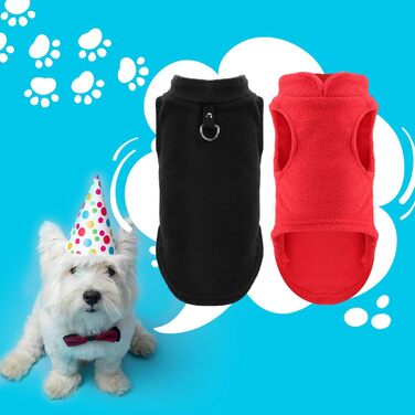 Пуловер для собак та котів, теплий флісовий пуловер, зимова куртка для собак з повідком (Аква+зелений, XL) (Червоний+чорний, M)