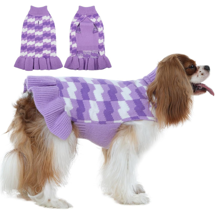 OUOBOB: Сукня-пов'язка для собак - водолазка для дівчаток, зручний наряд для великих собак, ідеально підходить для холодних днів, святкових заходів, таких як Різдво або День подяки, Червоний, Розмір (M, фіолетовий)