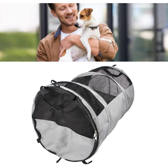 Транспортна переноска для собак Cuque, Oxford-тканина, стійка до укусів, водонепроникна, складна, з дихаючою сіткою, легка для автокрісла (38 x 15 x 21 см)