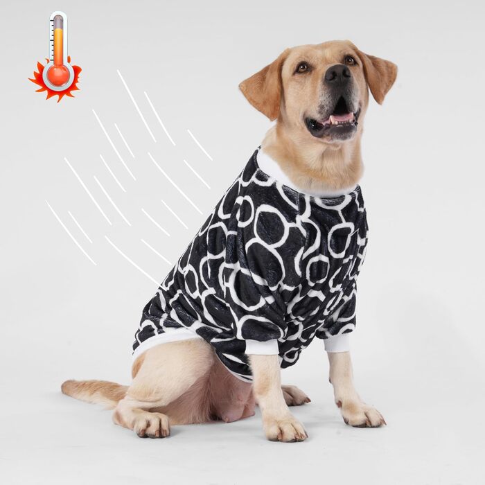 Пуловер LovinPet для великих собак: теплий, зручний, з фланелі, чорного кольору (Large)