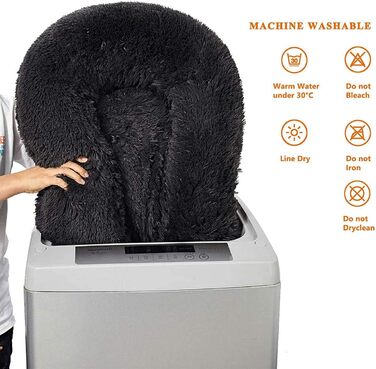 Кругле м'яке ліжко для собак та котів (80 см, чорний колір). XL для великих та середніх собак.