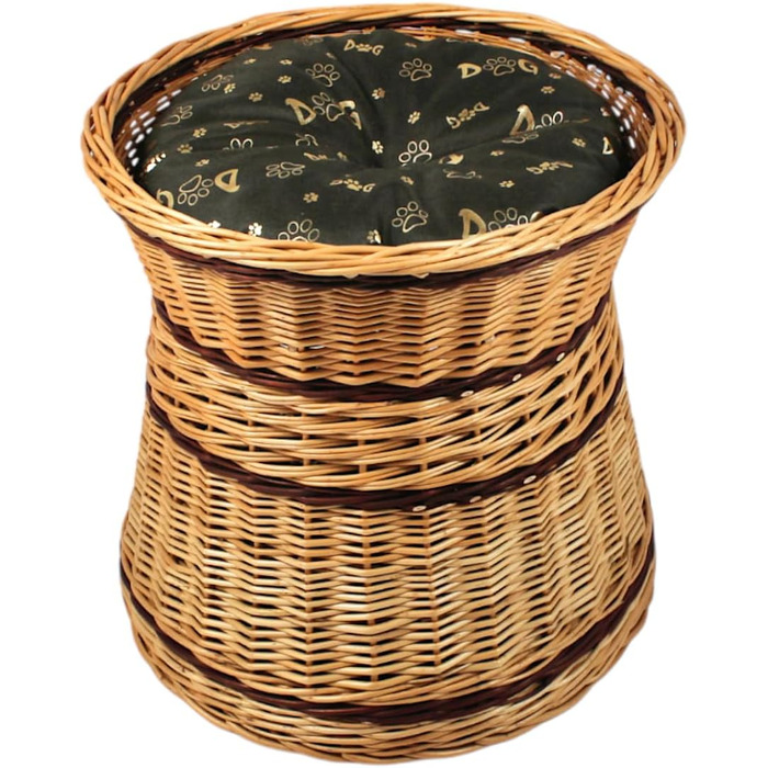 Кігтеточка-лежанка для котів та собак: кругла, з прутиків верби, 2 поверхи, з подушкою (47x47x45 см)