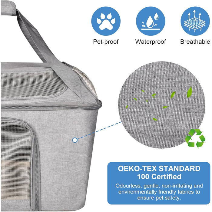 Транспортна переноска для котів та собак, складана переноска-мішок, переноска для тварин з регульованим плечовим ременем, схвалена авіакомпаніями