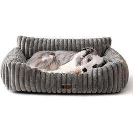 М'яке ліжко для собак та котів MEWOOFUN - зручне та затишне ліжко для домашніх улюбленців (Сірий, 91x72x30 см)
